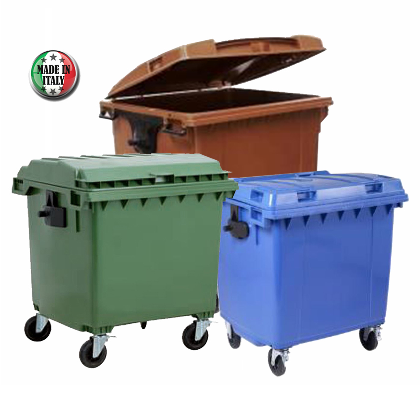 LARGE GARBAGES BINS (DUSTBINS) 1100L FLAT LID ITALY IN DIFFERENT COLORS FLAT LID ΜΕΓΑΛΟΙ ΚΑΔΟΙ ΑΠΟΡΡΙΜΜΑΤΩΝ 1100L ΜΕ ΕΠΙΠΕΔΟ ΚΑΠΑΚΙ ΣΕ ΔΙΑΦΟΡΕΤΙΚΑ ΧΡΩΜΑΤΑ ΙΤΑΛΙΚΟΙ